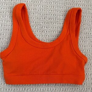 ALO Yoga Vibrant Orange Ribbed Sports Bra